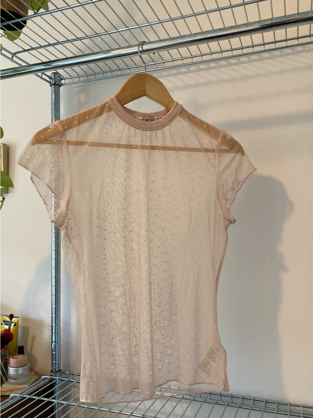 Sheer Pink Dot Mesh Tee - Urban Outfitters - Out from Under